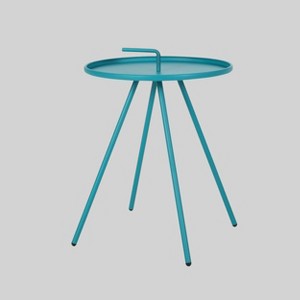 Vida Modern Patio Side Table Teal - Christopher Knight Home: Weather-Resistant, Round Steel Outdoor End Table - 1 of 4