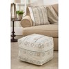 Saro Lifestyle Saro Lifestyle Abstract Design Mudcloth Floor Pouf, White, 20"x20"x14" - 3 of 3