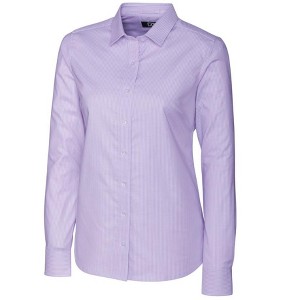 Cutter & Buck Stretch Oxford Stripe Womens Long Sleeve Dress Shirt - 1 of 2