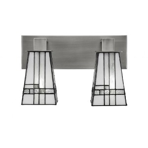 Toltec Lighting Apollo 2 - Light Vanity in  Graphite with 5" Square New Deco Art Glass Shade - 1 of 1