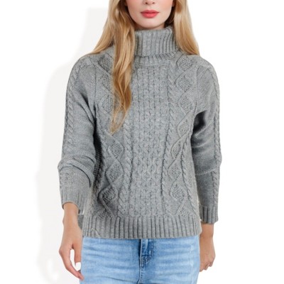 Anna-Kaci Women's Cable Knit Turtleneck Sweater Soft Warm Cozy Pullover Classic Design