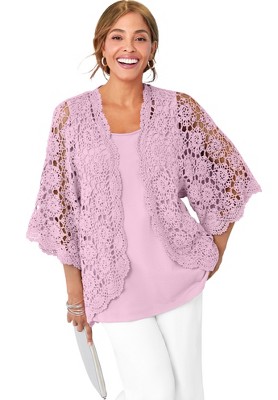 Jessica London Women's Plus Size Fine Gauge Duster Cardigan - 26/28, Pink :  Target