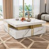 Vynxaria Series 43.3 in. White Square MDF End Table with 4 Drawers and Gold Accents - 4 of 4