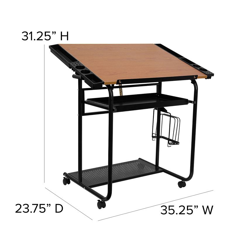 Emma and Oliver Adjustable Drawing and Drafting Table with Dual Wheel Casters, 2 of 11