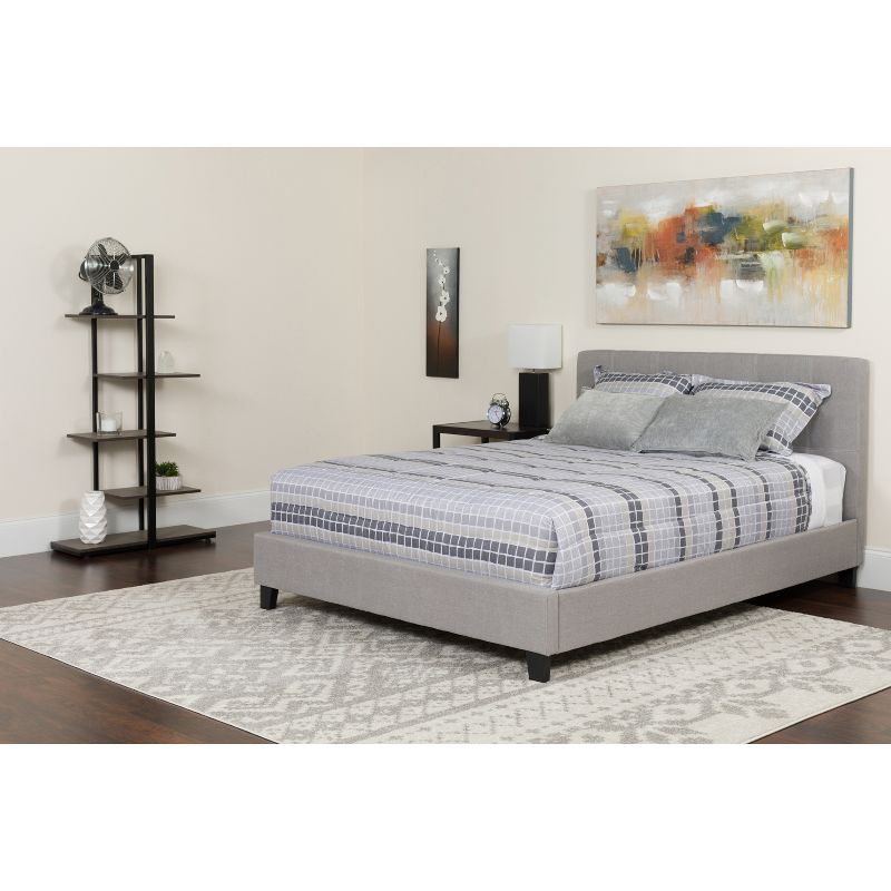 Flash Furniture Tribeca Twin Size Tufted Upholstered Platform Bed in Light Gray Fabric with Memory Foam Mattress, 2 of 5