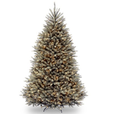 National Tree Company Pre-Lit Artificial Full Christmas Tree, Blue, Dunhill Fir, White Lights, Includes Stand, 7.5ft