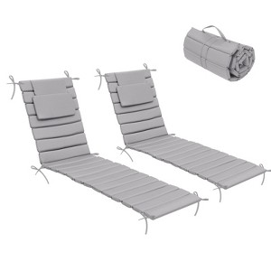 Crestlive Products Outdoor 72 inch Portable Egg Rolls Chaise Lounge Cushion Set of 2 Gray 72 inch - 1 of 4