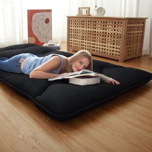 Japanese Futon Mattress with Wavy Lines, Queen Size Japanese Futon Floor Mattress, Roll Up Sleeping Mattress for Floor, Camping Trips - 1 of 4