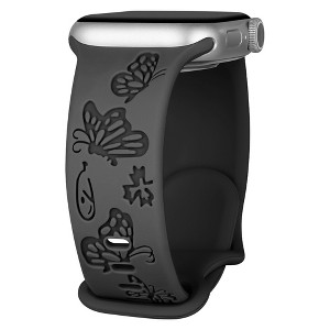 HTUTWOO Butterfly Engraved Apple Watch Band, Two-Tone Silicone Strap 38/40/41/42/44/45mm for iWatch Series 10 9 8 7 6 5 4 3 2 1 SE Ultra - 1 of 4