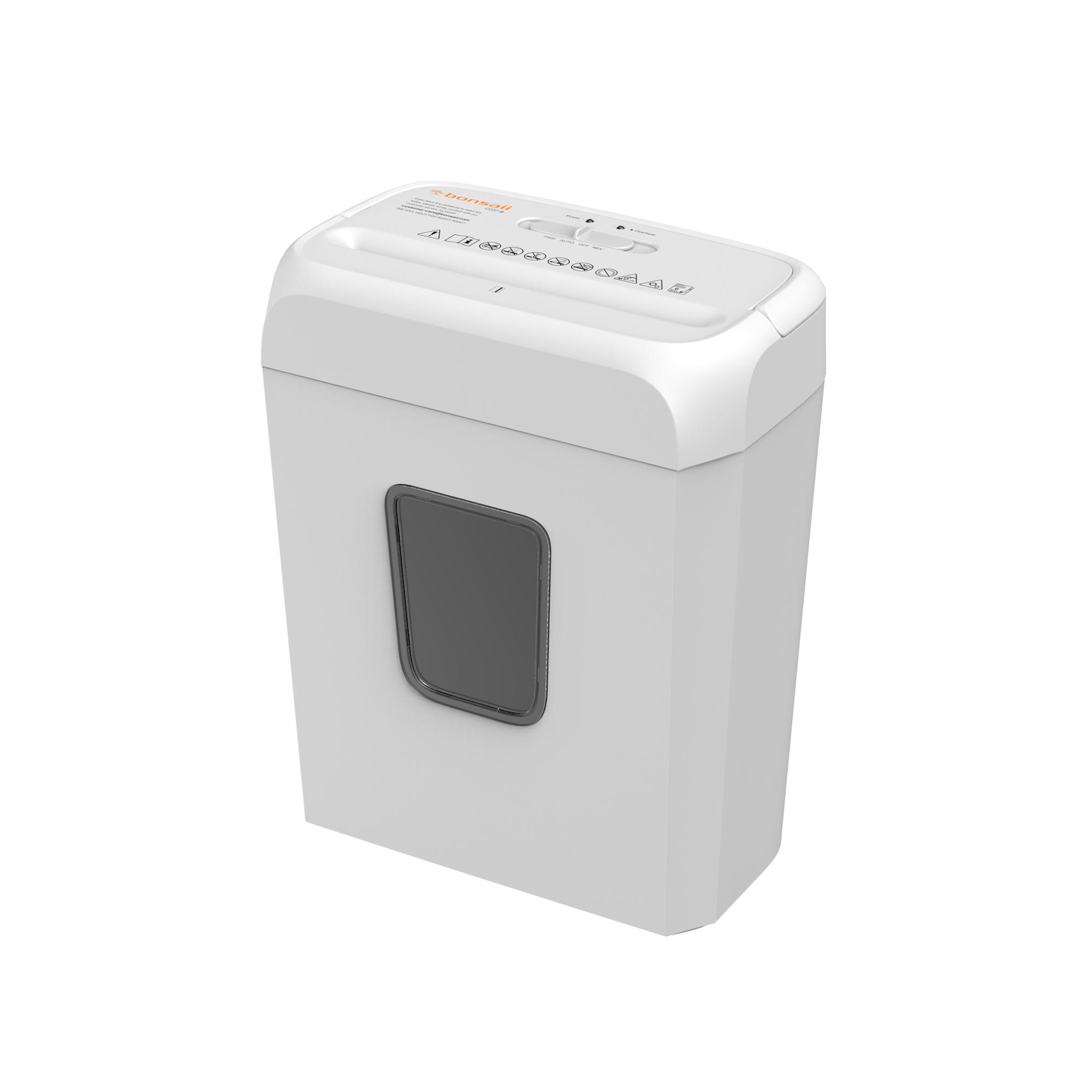 Bonsaii 6-Sheet Crosscut Paper Shredder for Home Use, Shreds Paper, Credit Cards, Staples, Clips, 3.4 Gal Wastebasket, White, with Handle