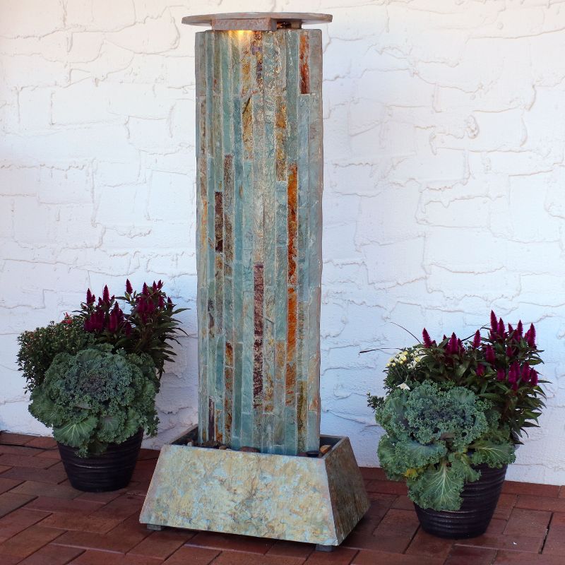 Sunnydaze 49"H Electric Natural Slate Tower Column Indoor/Outdoor Water Fountain with LED Light, 2 of 11