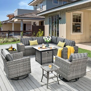 XIZZI 10 Pieces Wicker Furniture Set, Sectional Sofa Set with Wide Armrest and Deep Seat, Rattan Modular Conversation Set for Backyard Garden - 1 of 4