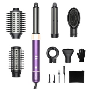 7 in 1 Hair Dryer Brush for Fast Drying/Straightening/Curling, Mutil-Use Blow Dryer Brush,Hair Dryers for Women,Millions Negative Ion,Purple - 1 of 4