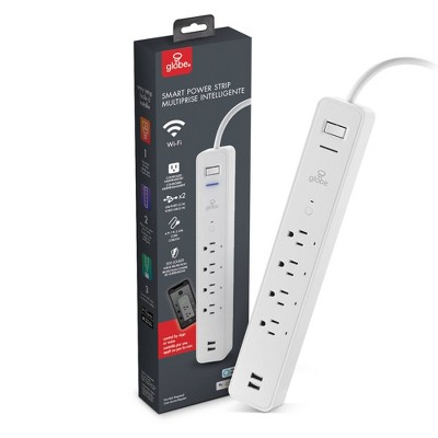 Smart White Wi-Fi Enabled Voice Activated 4 Outlet Surge Protector USB Power Strip