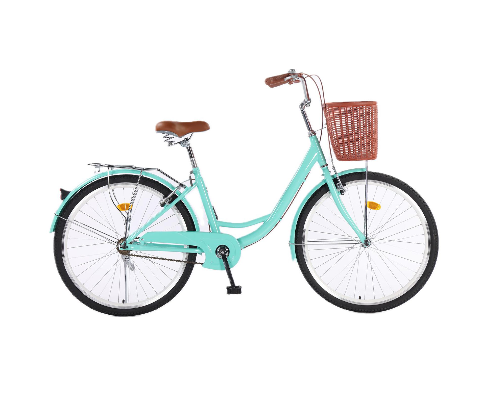 24/26 Inch Beach Cruiser Bike for Women with Basket 1 Speed, Step Through Bikes, Commuter Bicycle Women Adult