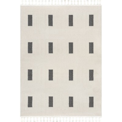 Nuloom Paccia Geometric 4x6 Indoor Area Rug for Living Room Bedroom Dining Room Kitchen, Grey/Cream