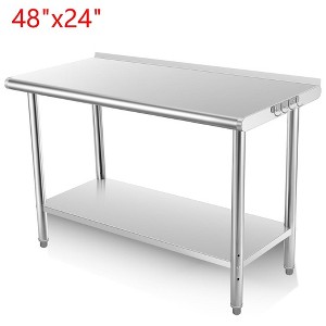 Stainless Steel Kitchen Prep Table NSF Commercial Workbench With Backsplash - 1 of 4