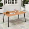 Gymax 63" Outdoor Indoor Dining Table w/Acacia Wood Slatted Tabletop Umbrella Hole - 2 of 4