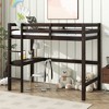 Okak Twin Solid Wood High Loft Bed with Ladder & Built-in Desk,Wooden Tall Storage Bed Frame for Kids Room,Bedroom - 2 of 4