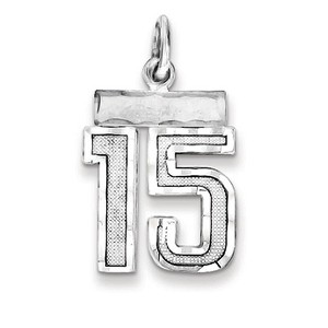 Black Bow Jewelry Sterling Silver, Varsity Collection, Small D/C Pendant, Number 15 - 1 of 4