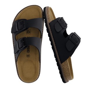 CUSHIONAIRE Plano Slip-On Sandals for Women with Arch Support, Adjustable Buckle Straps, and Stitched Outsole – Casual Flat Summer Womens Sandals - 1 of 4