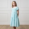 Hope & Henry Girls' Linen Smocked Short Bubble Sleeve Dress, Kids - 2 of 4