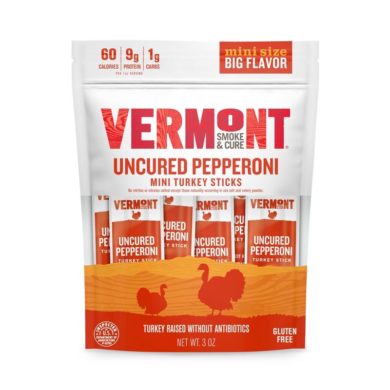Vermont Smoke &#38; Cure Uncured Pepperoni Turkey Sticks Multipack 6ct / 3oz, 1 of 7