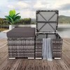 GlasFlength Ottomans and Benches, Set of 2 Patio PE Rattan Ottomans with Hidden Storage and Removable Cushion for Garden, Gray, 15.74"*15.75"*13.38" - 3 of 4