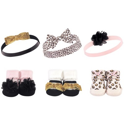 Hudson Baby Infant Girl Headband and Socks Giftset 6pc, Pretty Leopard, One Size