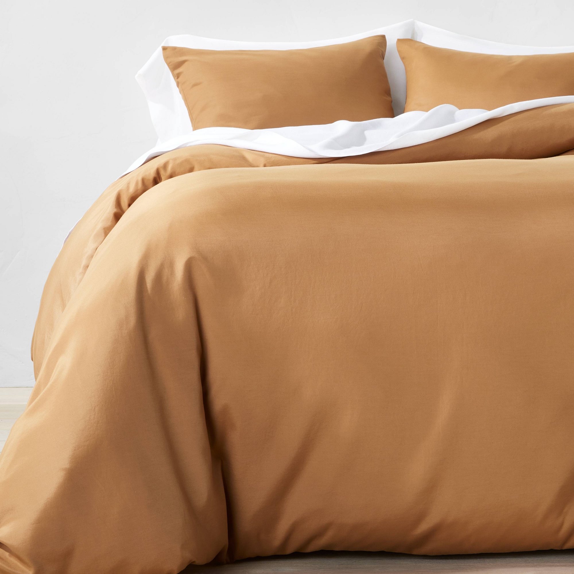 3pc King Lyocell Cotton Blend Duvet & Sham Set Warm Brown - Casaluna™