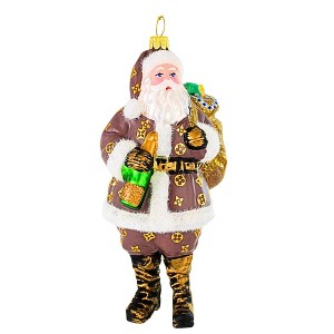 Cody Foster 6.25 In Luxe Santa Christmas Tree Ornament , Christmas Decor Claus Wine/Champagne Bottle (1PC) - 1 of 4