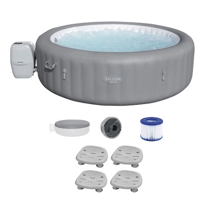 Bestway SaluSpa Grenada AirJet Inflatable Hot Tub with 190 Soothing Jets and Underwater Non Slip Pool and Spa Seat with Adjustable Legs, Gray (4 Pack)