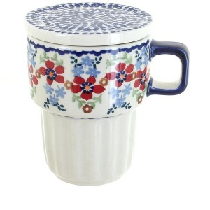 Blue Rose Polish Pottery K131 Manufaktura Large Mug with Lid - 1 of 3