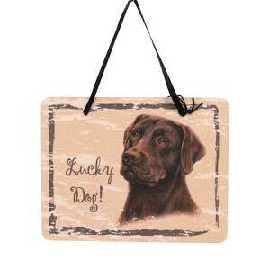 This Little Piggy 3.5 Inch Chocolate Labrador Retriever Plaque Lucky Dog Ornament Tree Ornaments - 1 of 3