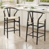 FURNIinspire Dining Chair, Morden Style, Weave Counter Height Bar Stool for Kitchen Island and Dining Room, Beige, 20"*17.5"*39.4" - 2 of 4