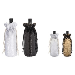 Transpac Color Changing Sequins Wine Bag Set of 2 Christmas Home Decorations - 1 of 1