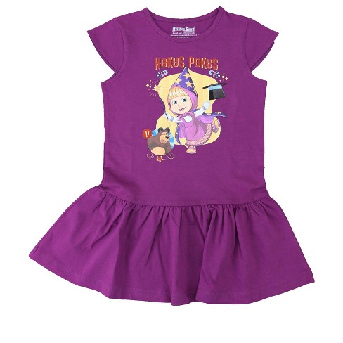 Masha And The Bear Short Sleeve Hokus Pokus Dress - Purple, 4t : Target