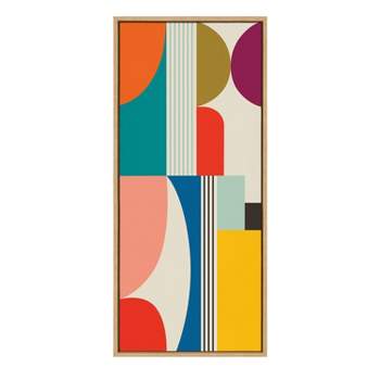 18" x 40" Sylvie Mid-Century Modern Pattern Framed Canvas Natural - Kate & Laurel All Things Decor