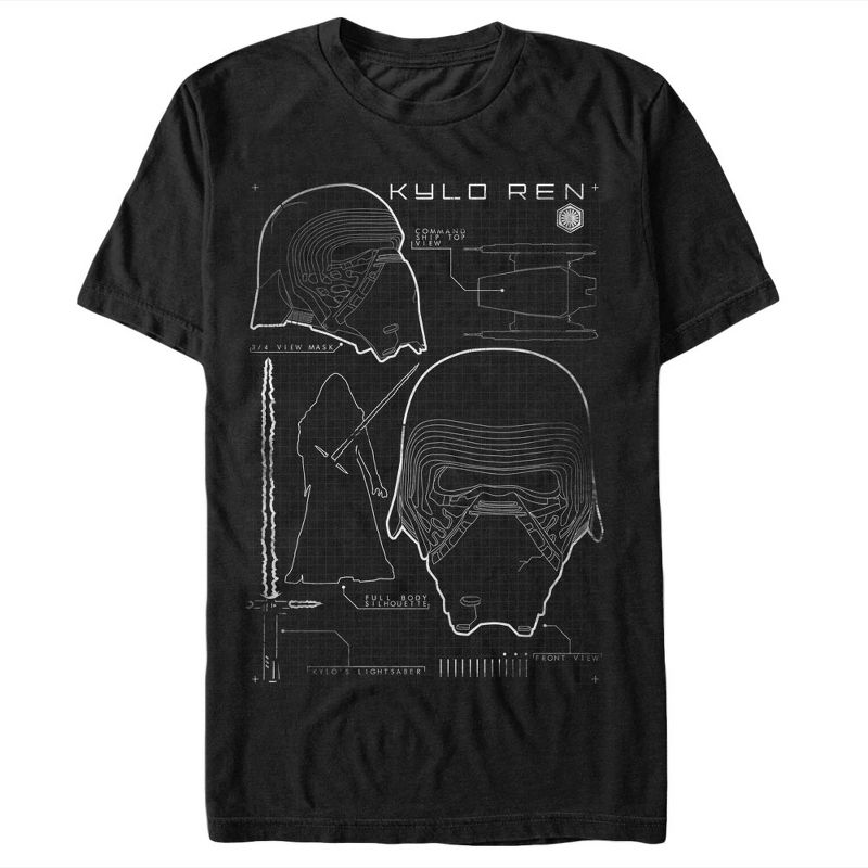 Men's Star Wars The Force Awakens Kylo Ren Mask Schematics T-Shirt, 1 of 5