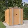vidaXL Outdoor Storage Shed - Light Brown, Galvanized Steel, Double Sliding Doors, Ventilated, Spacious, with an Assembly Manual - 2 of 4