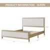 Vintage Wood Grain Metal Platform Bed Frame with Linen Headboard and Footboard - 2 of 4
