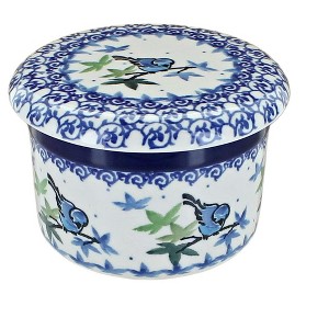 Blue Rose Polish Pottery 270 Ceramika Artystyczna French Butter Dish - 1 of 2