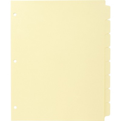 Business Source Plain Tab Indexes 3HP 8-Tab 11"x8-1/2" 24 Sets/BX Canary 16481