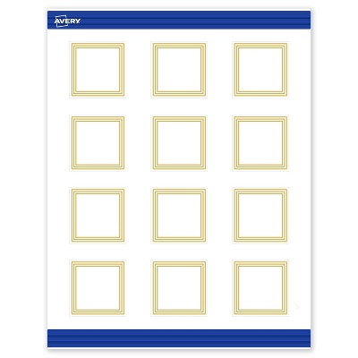 Avery Printable Square Cards, Gold Multi-Lined Border, 2" x 2", Matte White Square Cards, Laser/Inkjet, 120ct, Great for Business Cards