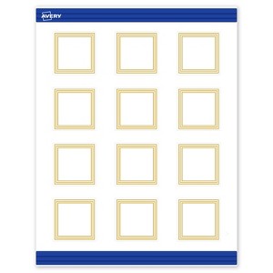 Avery Printable Square Cards, Gold Multi-Lined Border, 2" x 2", Matte White Square Cards, Laser/Inkjet, 120ct, Great for Business Cards - 1 of 4
