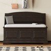 PAGED Vintage Storage Bench with Linen Cushion, Retro Entryway Ottoman with Storage -Dual Compartments, Shoe Bench with Safe Soft-Close Devices - 2 of 4