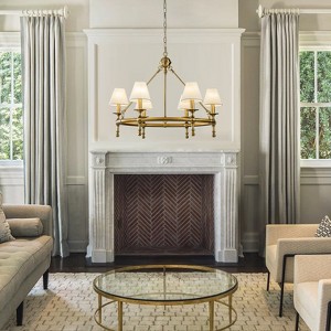 ALOADECOR 6-Light Classic Pendant Fixture Elegant Interior Lighting With White Shades For Dining Room Living Room - 1 of 4