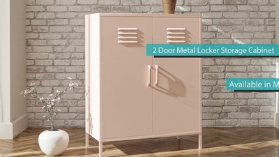 Black Metal Locker Style Storage Cabinet with Adjustable Shelving