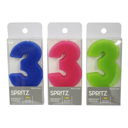 'Number 3 Unscented Birthday Candle - Spritz , Size: ''3'''