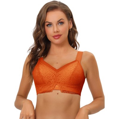 Allegra K Women's Lace Minimizer Bralette U Back Full Coverage Wireless  Everyday Bras Orange Brown 40c : Target